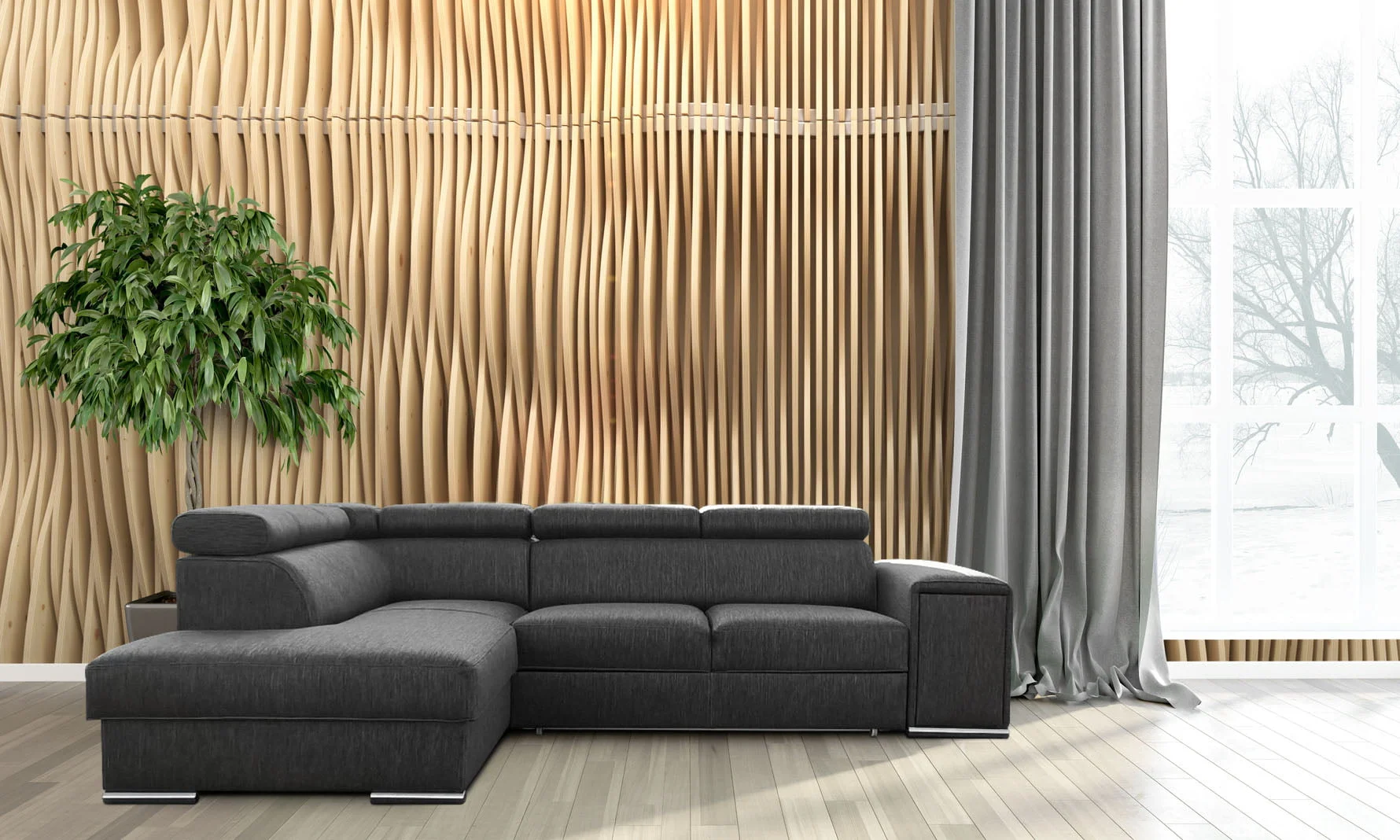 Modern bright interior . 3D render