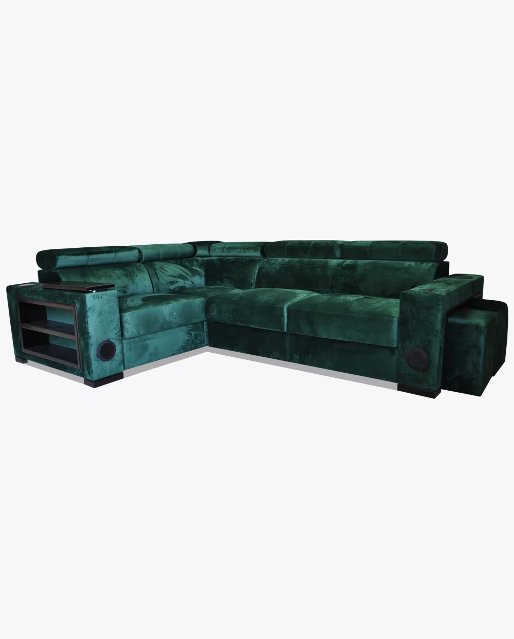 Narożnik Loft 121 butelkowa zieleń, zestaw audio sofa sound