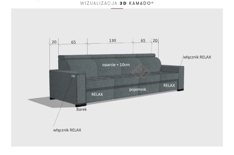Sofa Loft 71 z pikowanym siedziskiem i podniesionym oparciem - obrazek 10