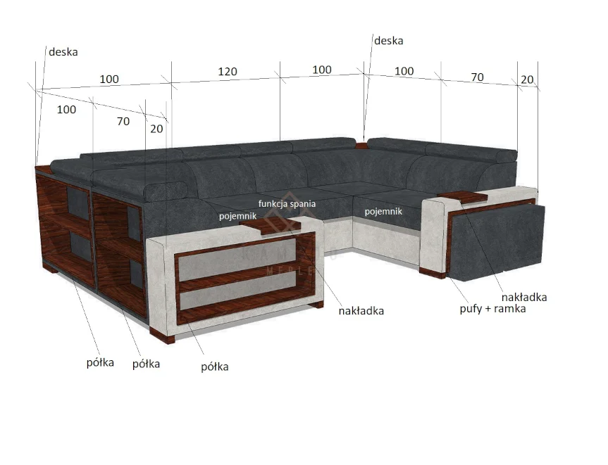 Narożnik Loft 205 duża rogówka w literkę U. - obrazek 8