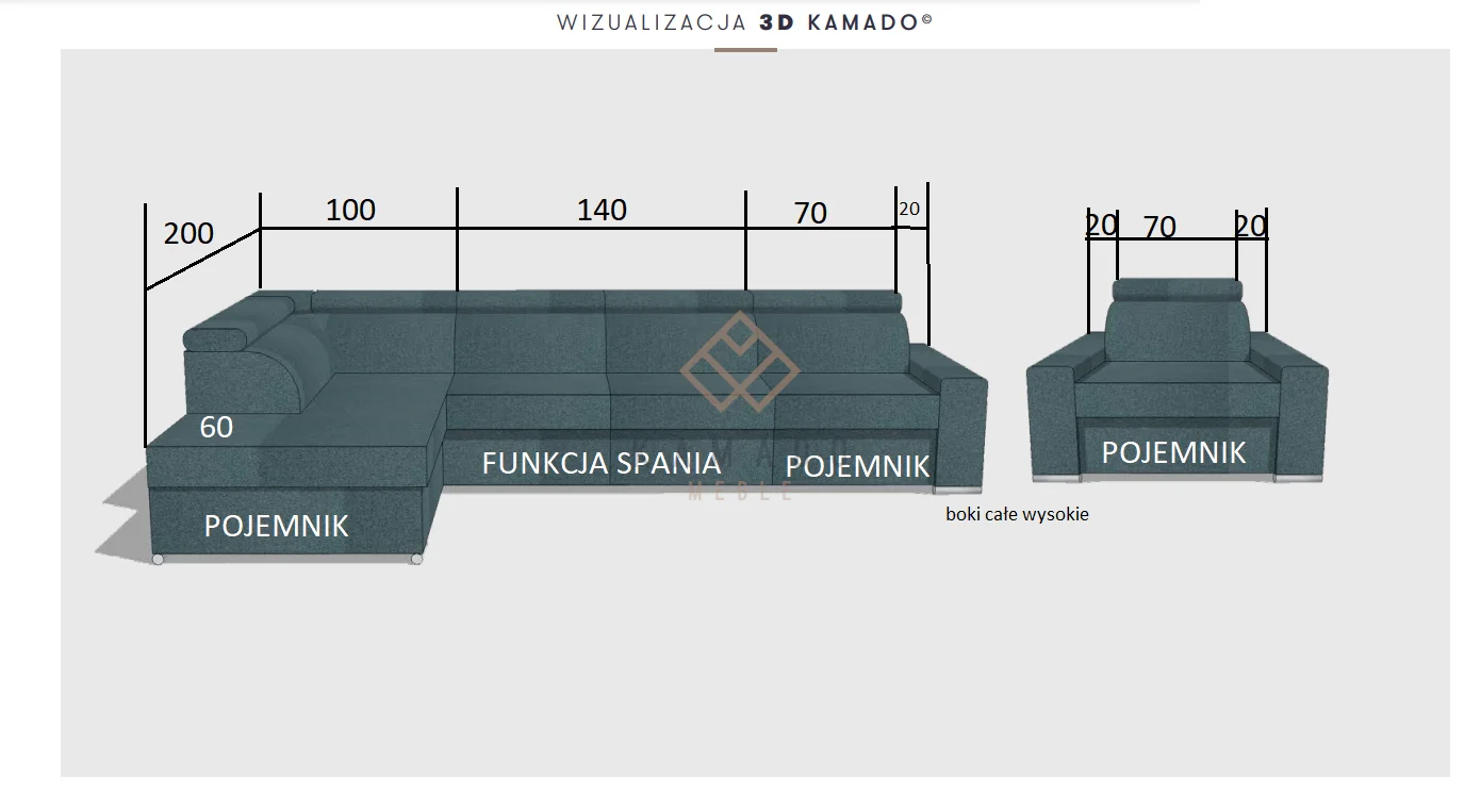 Zestaw duży narożnik + fotel - obrazek 4