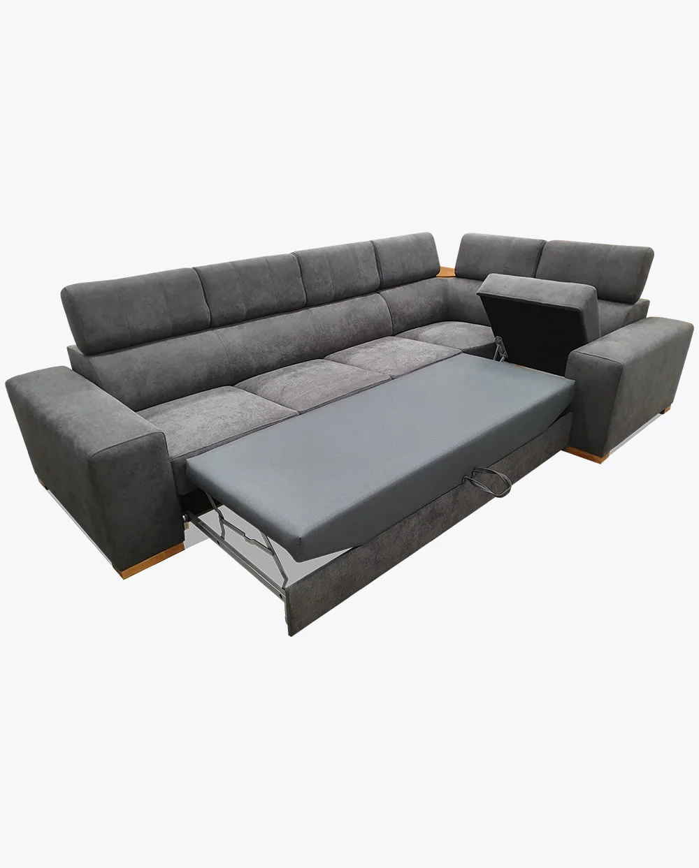 Narożnik Loft 215 z półkami i dodatkami drewnianymi. - obrazek 4