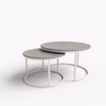 Zestaw okrągłych stolików kawowych 2w1 biały/beton