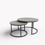 Zestaw okrągłych stolików kawowych 2w1 czarny/beton