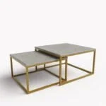 Zestaw kwadratowych stolików kawowych 2w1 złoty/beton