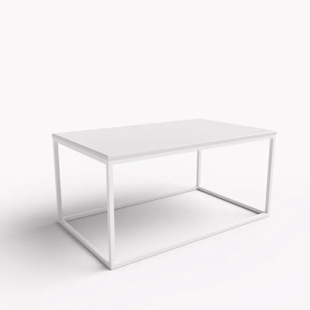 Prostokątny stolik kawowy biały/biały połysk