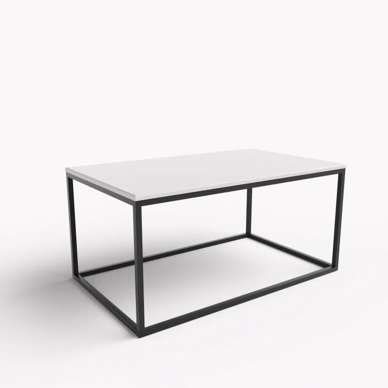 Prostokątny stolik kawowy czarny/biały połysk