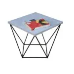 Stolik kawowy druciany kwadratowy CZARNY MAT+ JASNY BETON