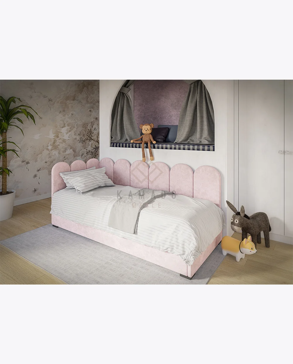 Łóżko dziecięce ŁUKI MAŁE róż+ MATERAC GRATIS