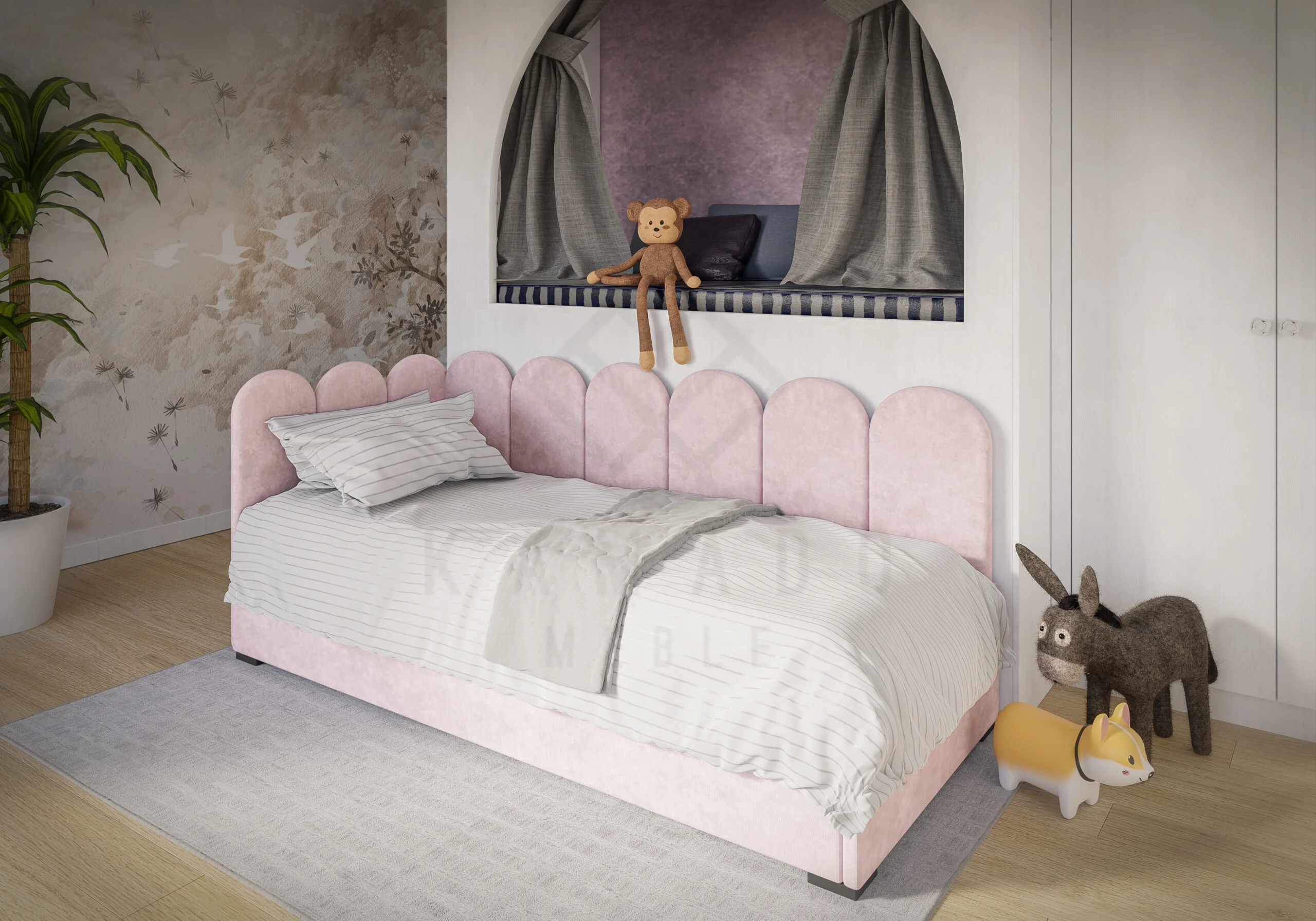 Łóżko dziecięce ŁUKI MAŁE róż+ MATERAC GRATIS - obrazek 4