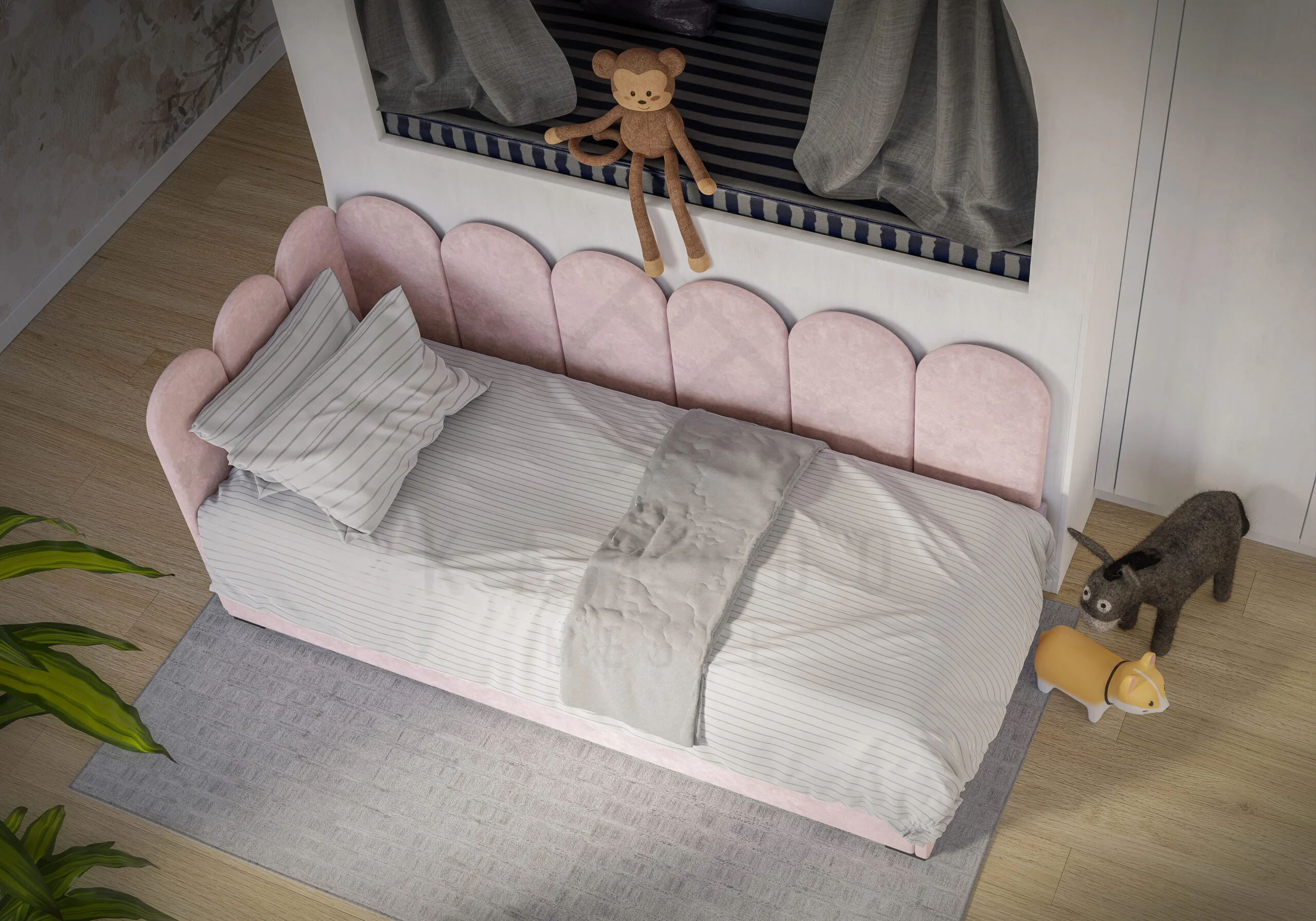 Łóżko dziecięce ŁUKI MAŁE róż+ MATERAC GRATIS - obrazek 3