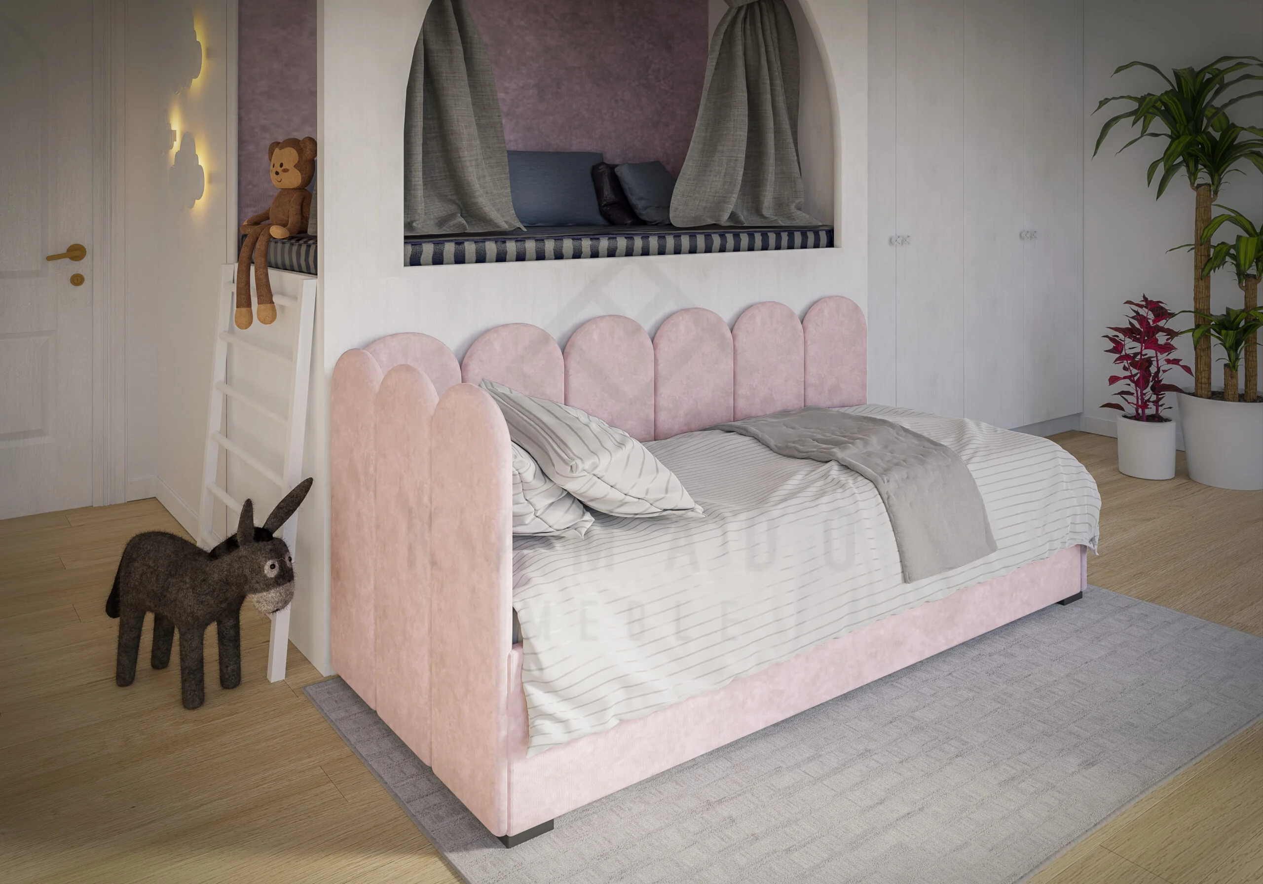 Łóżko dziecięce ŁUKI MAŁE róż+ MATERAC GRATIS - obrazek 2