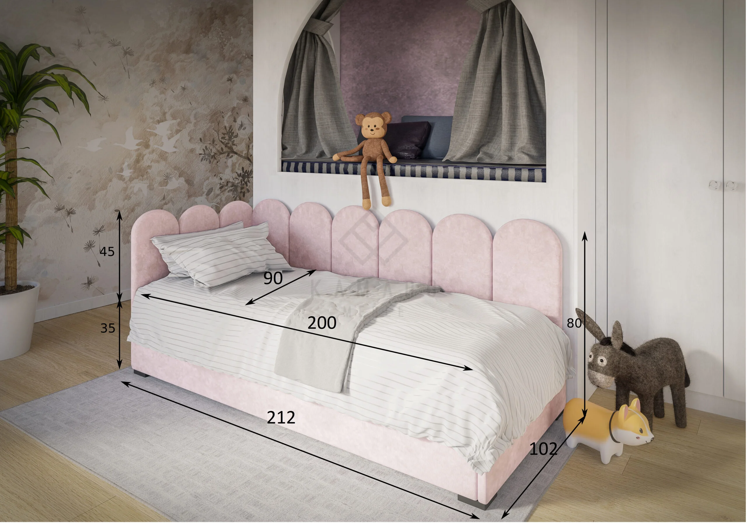 Łóżko dziecięce ŁUKI MAŁE róż+ MATERAC GRATIS - obrazek 5